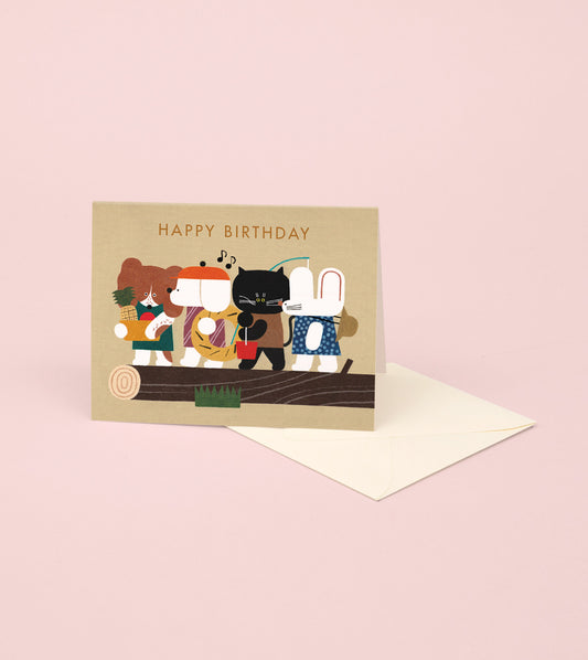 Summer Vacation Animal Birthday Card