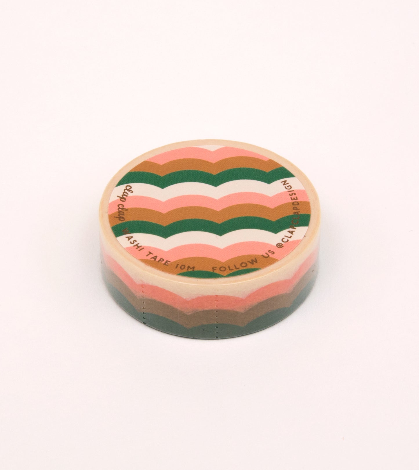 Scallop Pattern Washi Tape - Green and Pink - 15mm
