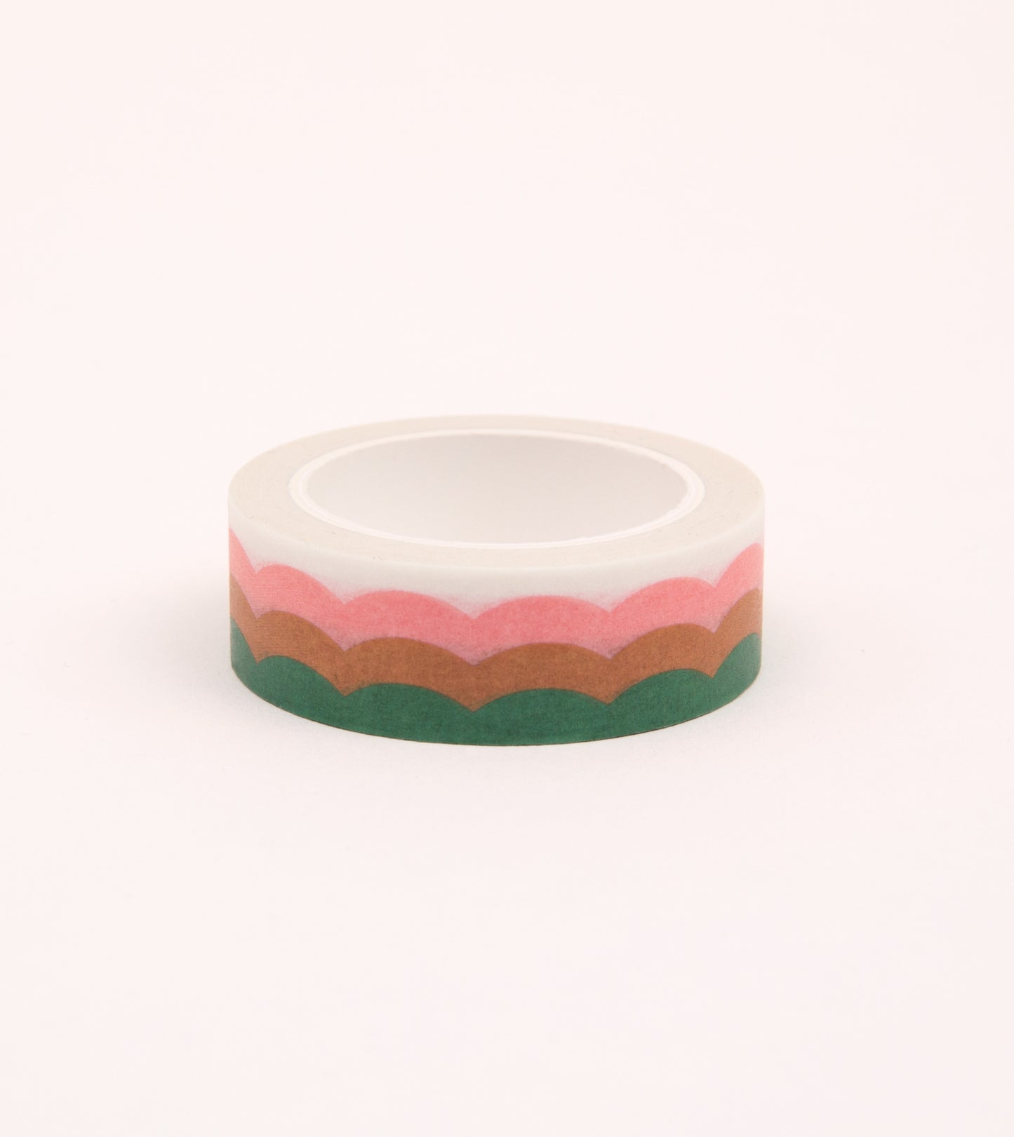 Scallop Pattern Washi Tape - Green and Pink - 15mm