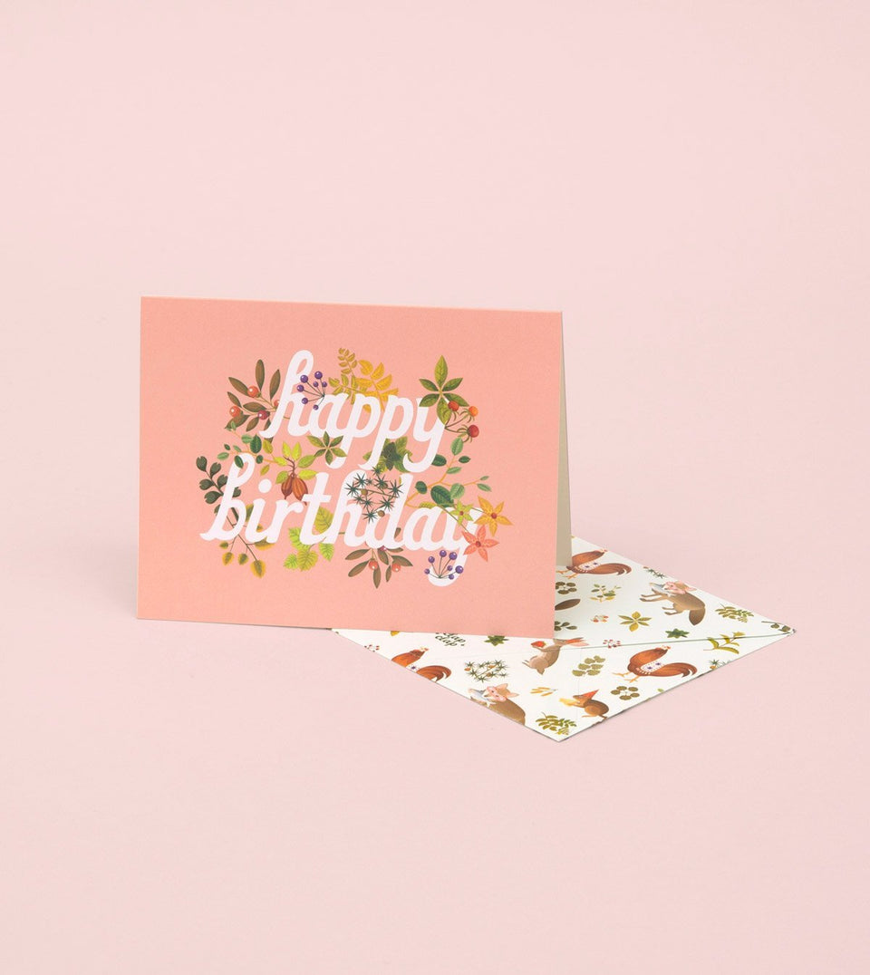 Botanical Flower Birthday Card - Navy - GB04 - Clap Clap