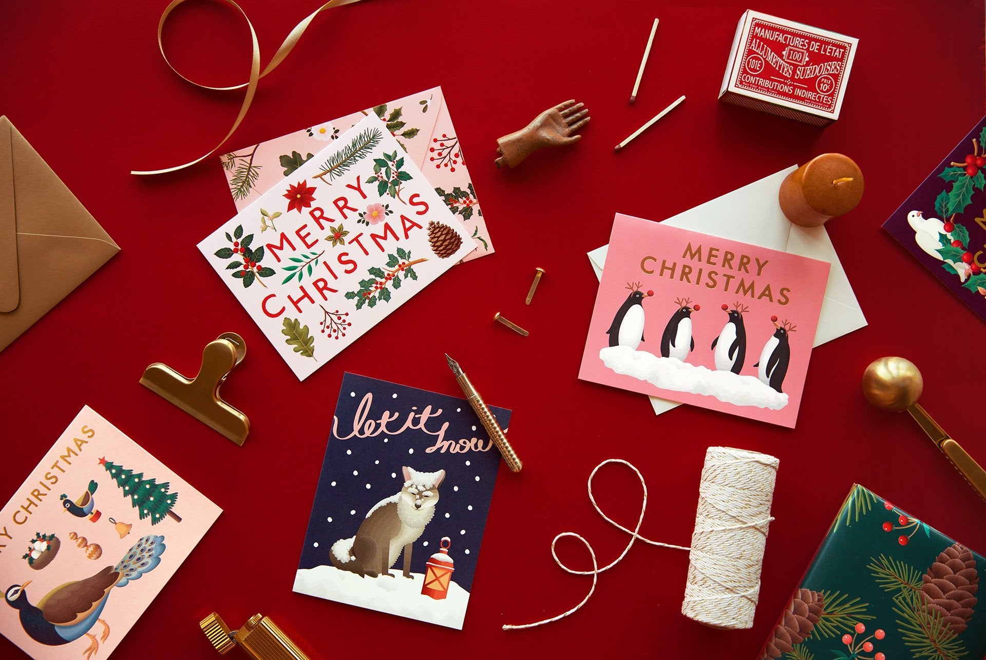 Penguins in Rudolph Costume Christmas Card - Pink - GH13 - Clap Clap