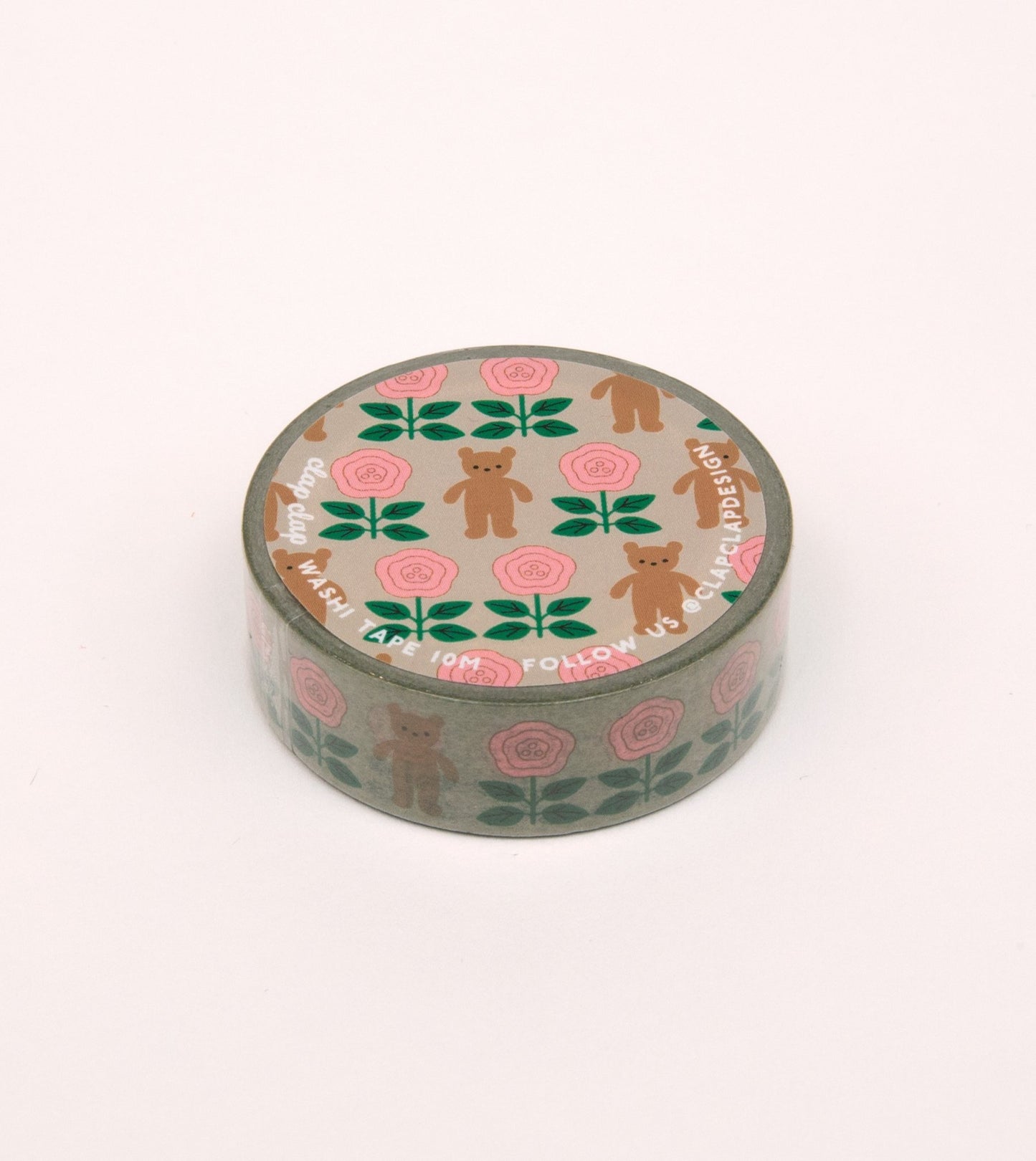 Flower and Bear Washi Tape - Grey - MT08-C - Clap Clap