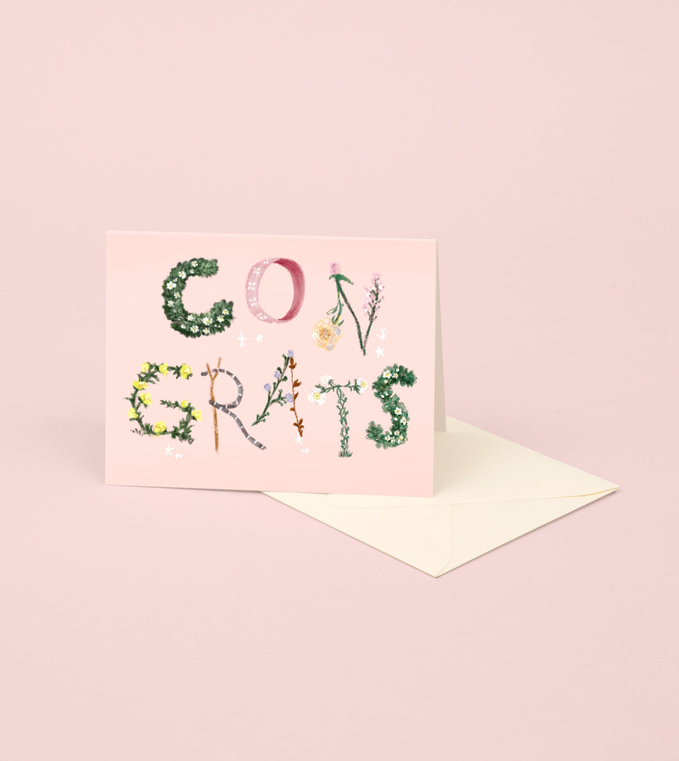 Flower Lettering Congratulations Card - GCXF13 - Clap Clap