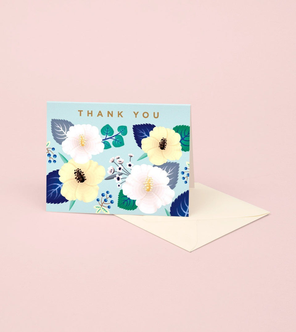 Hibiscus Flower Thank You Card - Mint - GT05 - Clap Clap