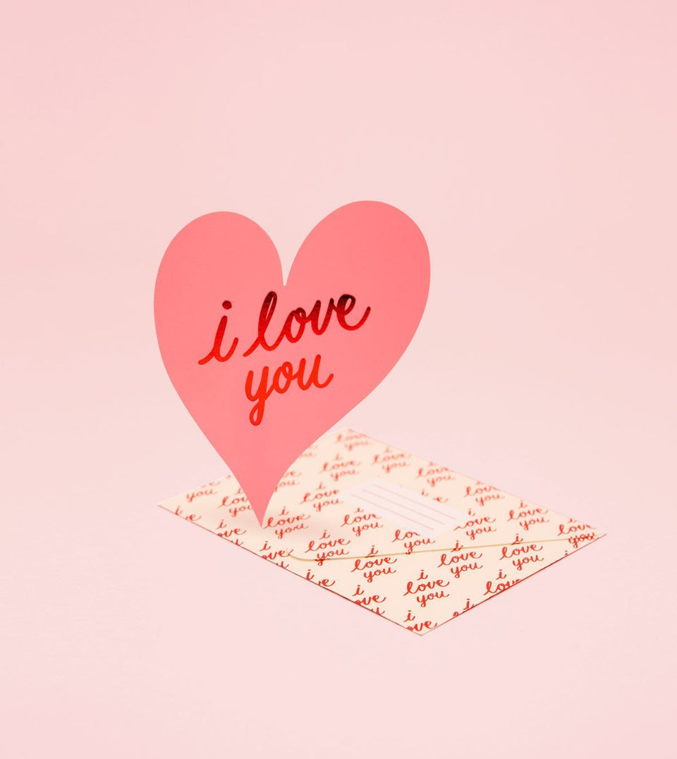 Pink Heart I Love You Card - GM36-K - Clap Clap