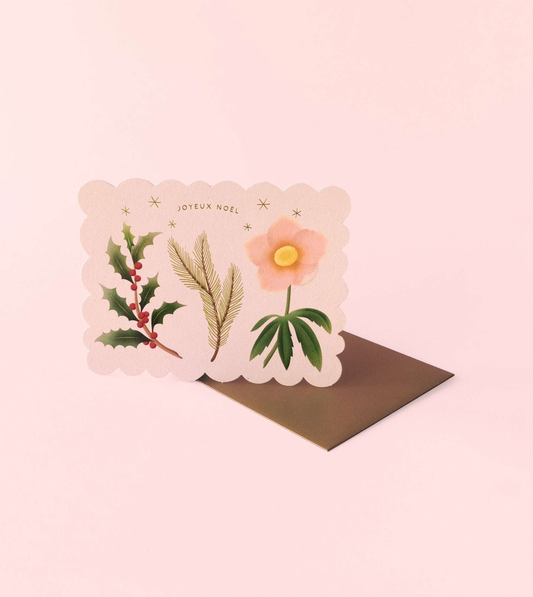 Pink Joyeux NoÌÇl Holiday Die Cut Card - GH41-K - Clap Clap