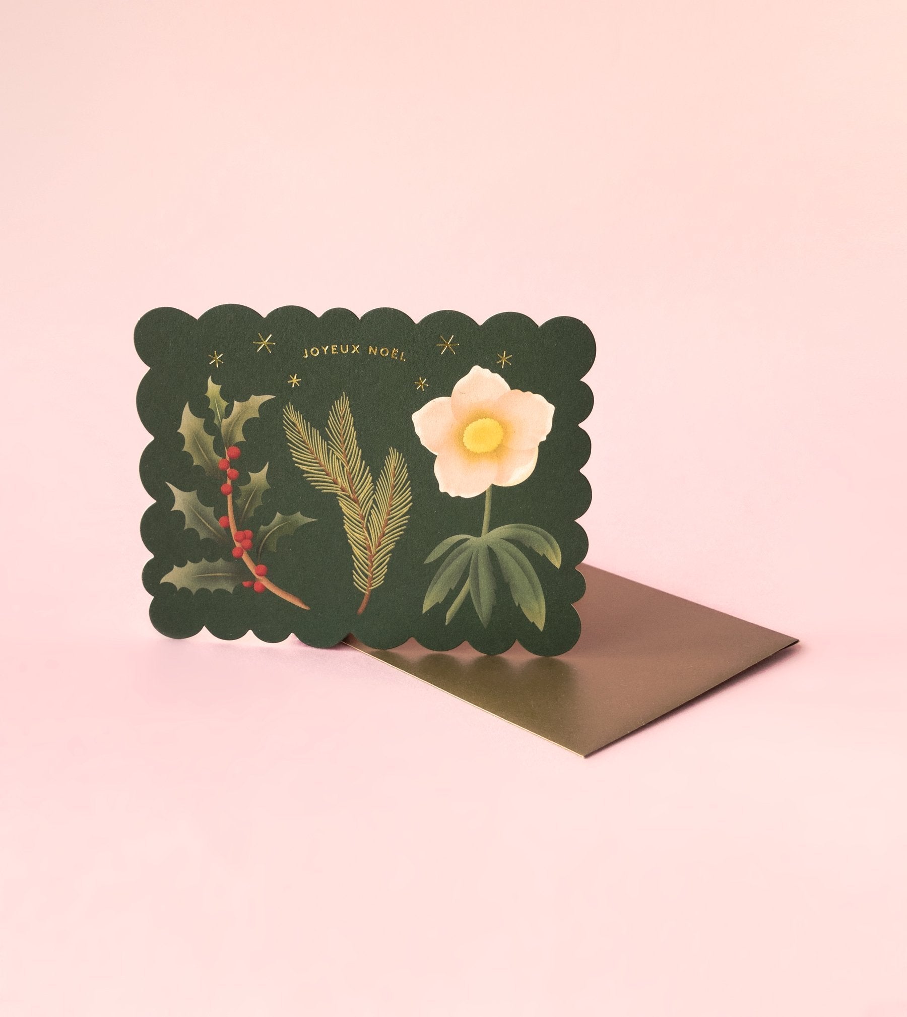 Green Joyeux NoÌÇl Holiday Die Cut Card - GH40-K - Clap Clap