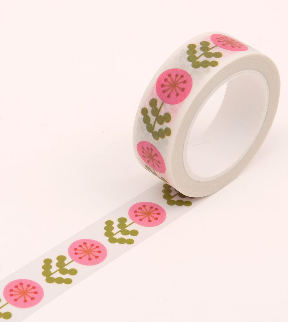 Pink Floral Washi Tape - 15mm - MT20-C - Clap Clap