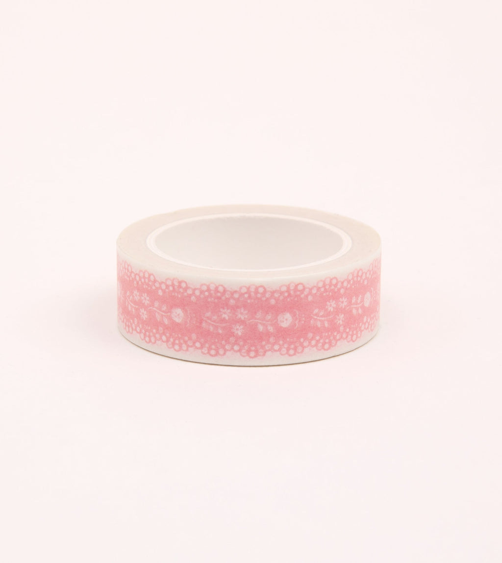 pink rose ribbed lace washi tape