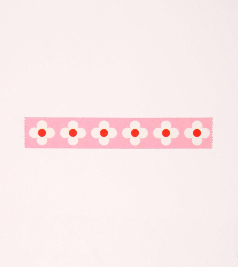 Pink Retro Floral Washi Tape - 15mm - MT18-C - Clap Clap