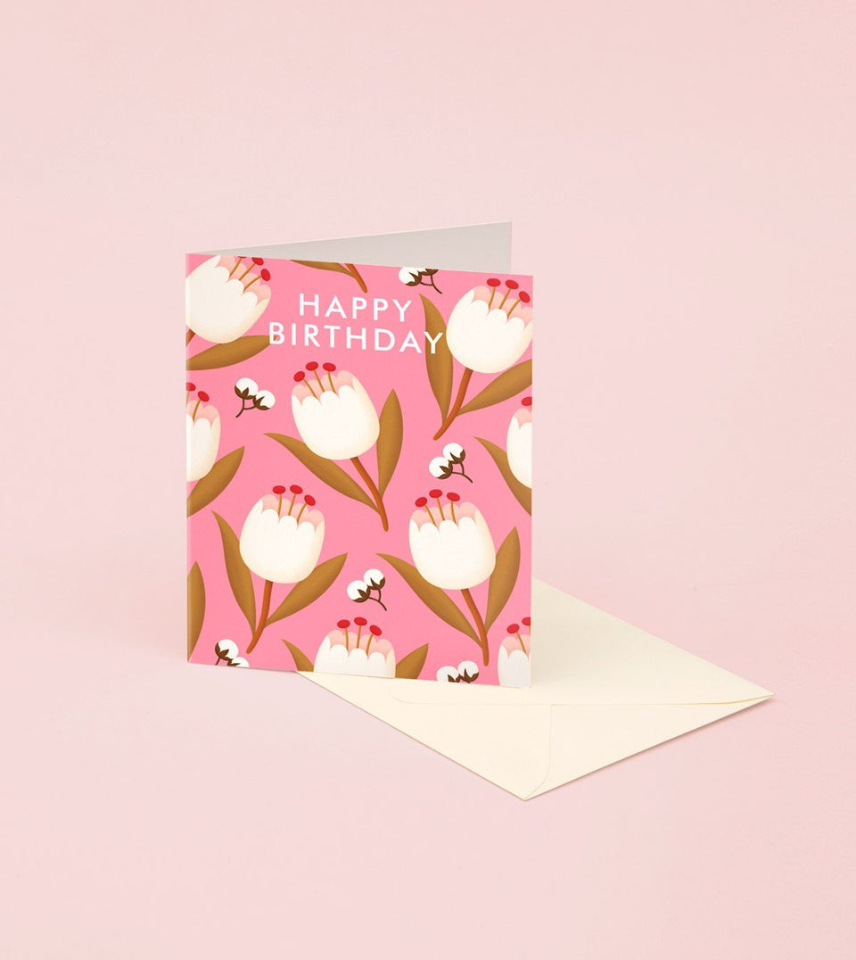 Pink Tulip Birthday Card - GB17 - Clap Clap