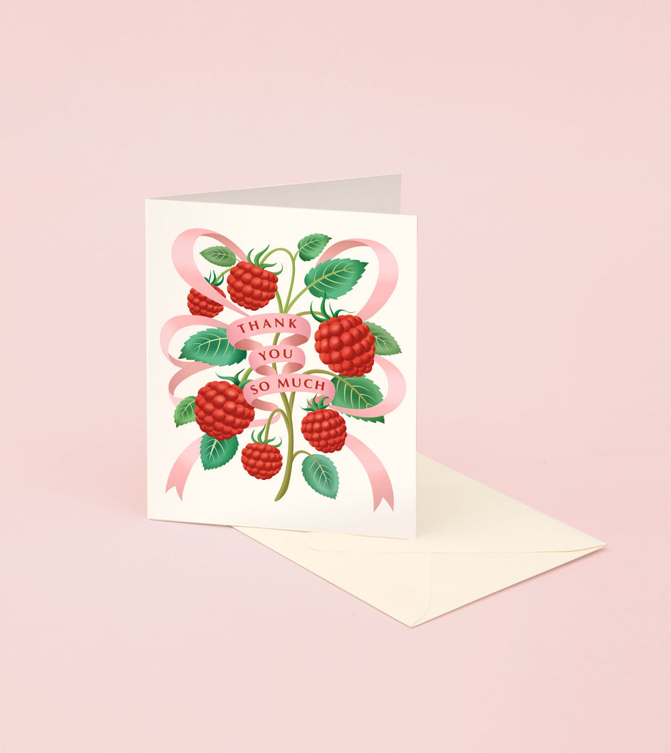 Raspberry Pink Ribbon Thank You Card - GT23 - Clap Clap
