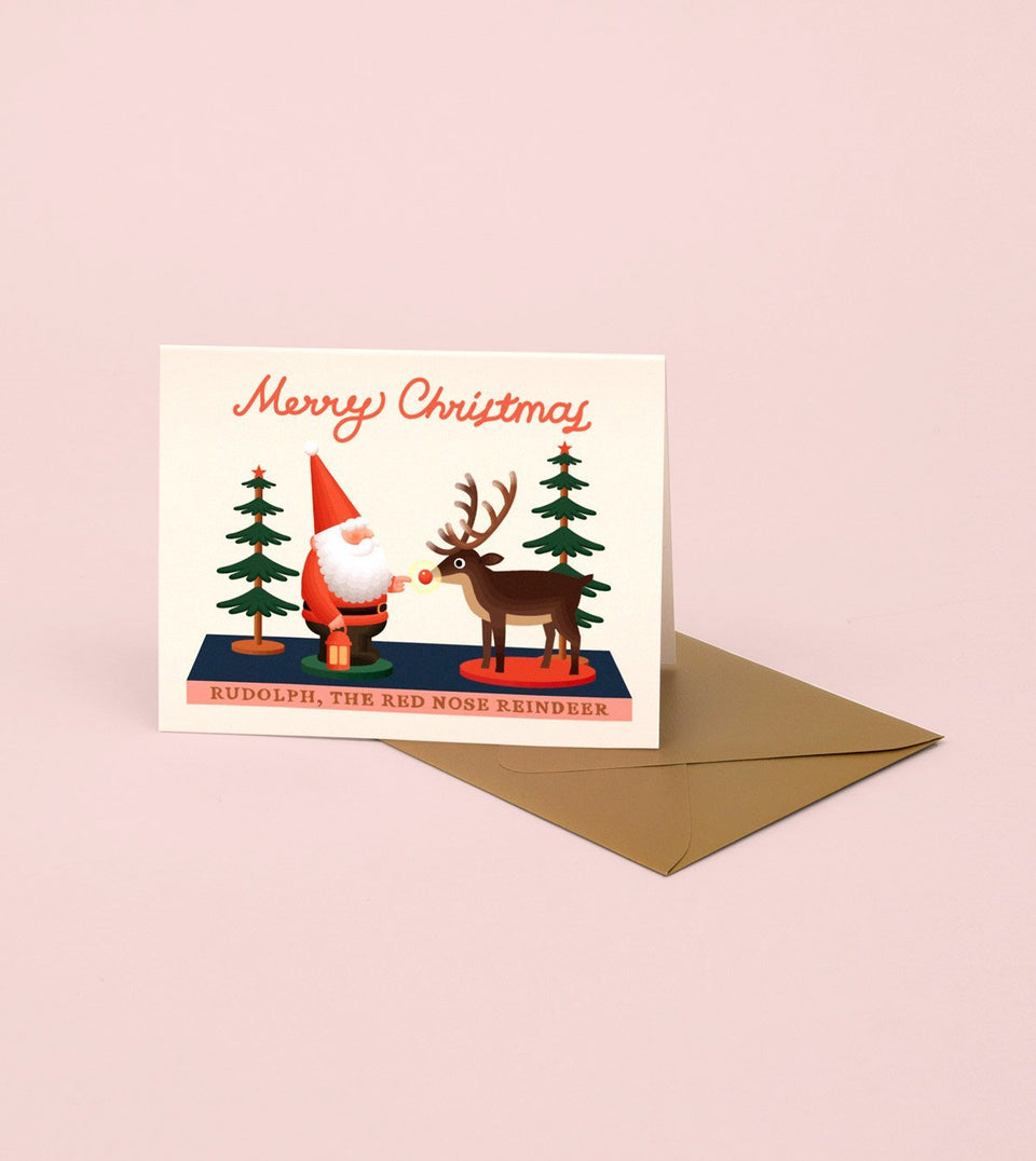 Santa and Rudolph Toy Christmas Card - GH09 - Clap Clap