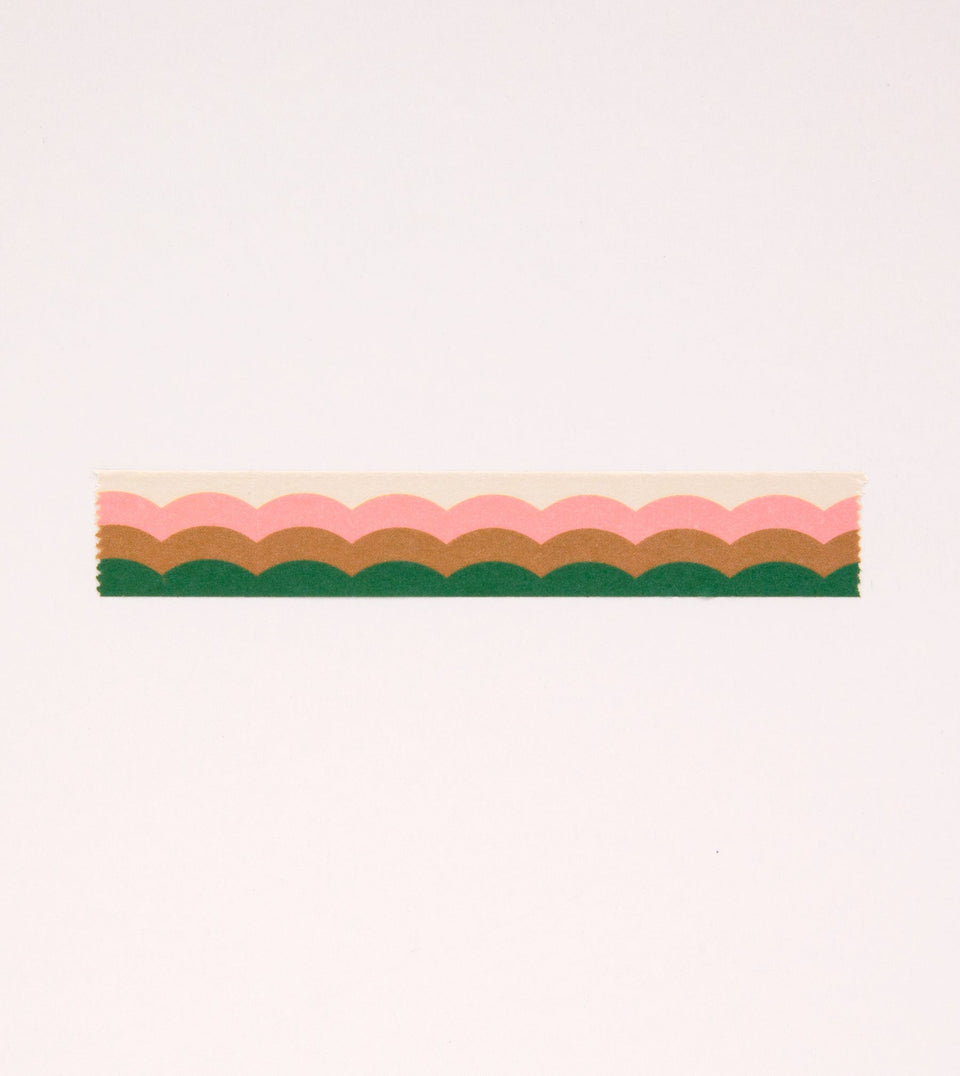 Scallop Pattern Washi Tape - Green and Pink - 15mm - MT16-C - Clap Clap
