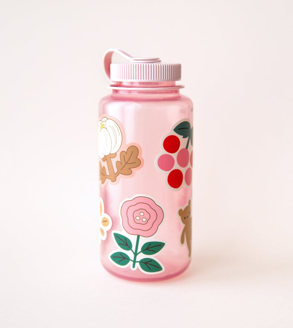 Colorful Wildflower, Beige Water Bottle Label