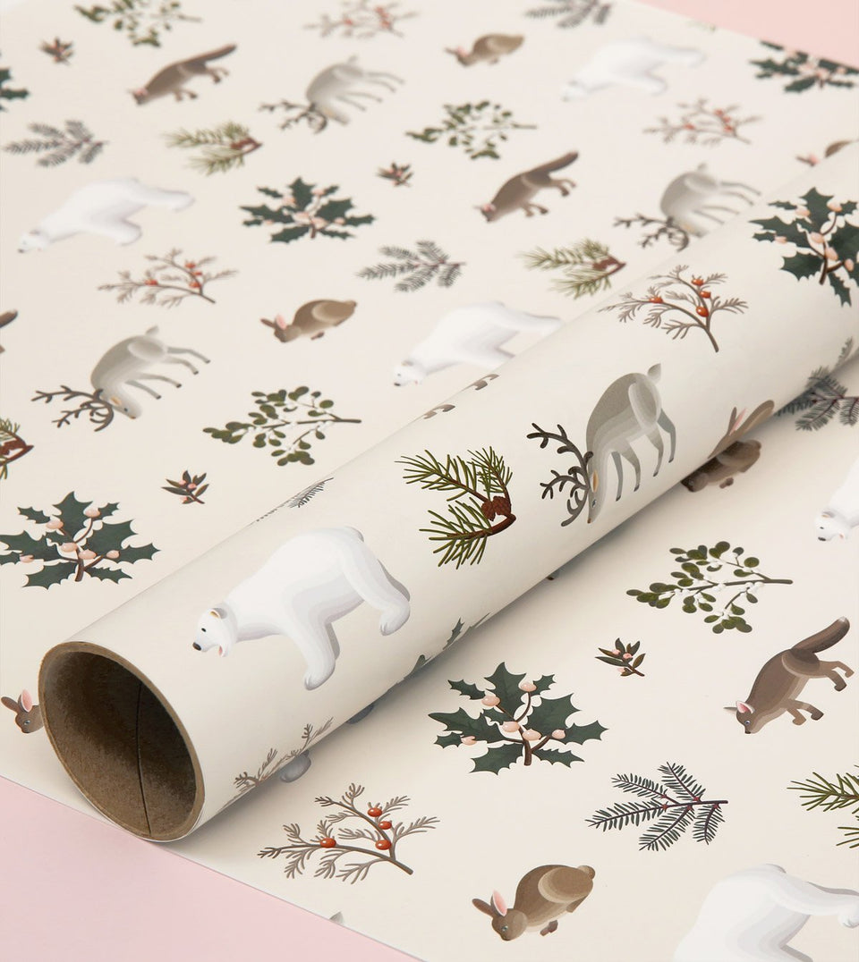Holiday Animals Wrapping Paper - Cream - WR09 - Clap Clap