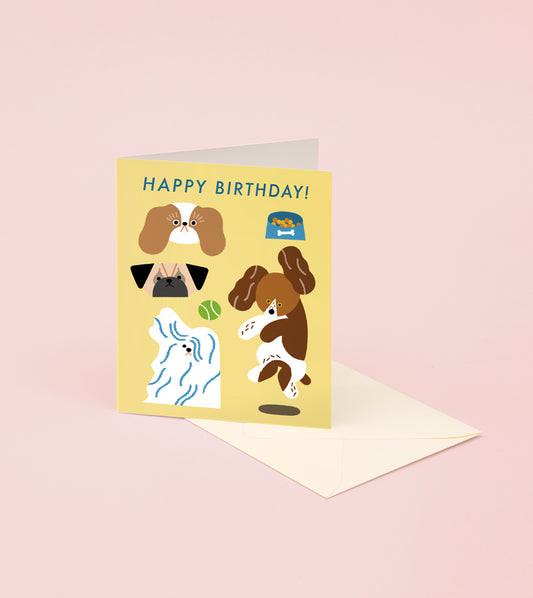 Playing Dogs Birthday Card