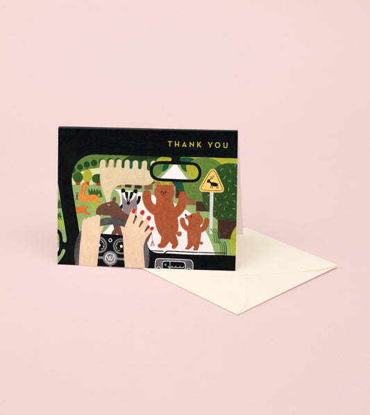 Animals Crossing The Road Thank You Card