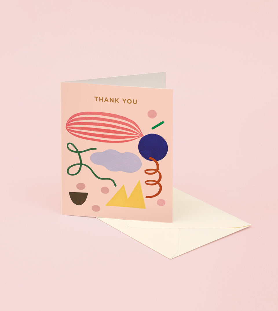 Pink Abstract Thank You Card