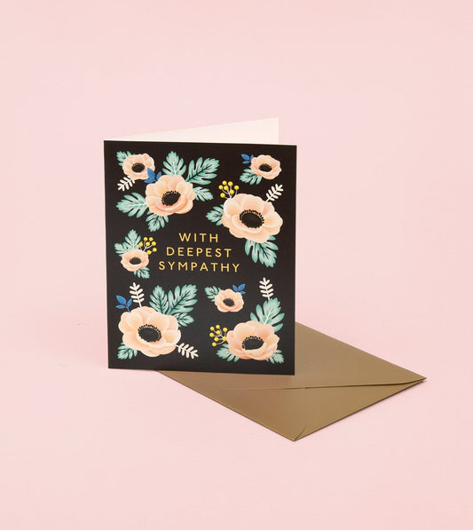 Anemone Sympathy Card - Black - GM15 - Clap Clap