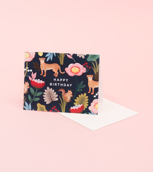 Cheetah Jungle Animals Birthday Card - Navy - GB27 - Clap Clap