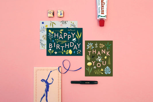 Assorted Botanical Thank You Card - Khaki - GT10 - Clap Clap