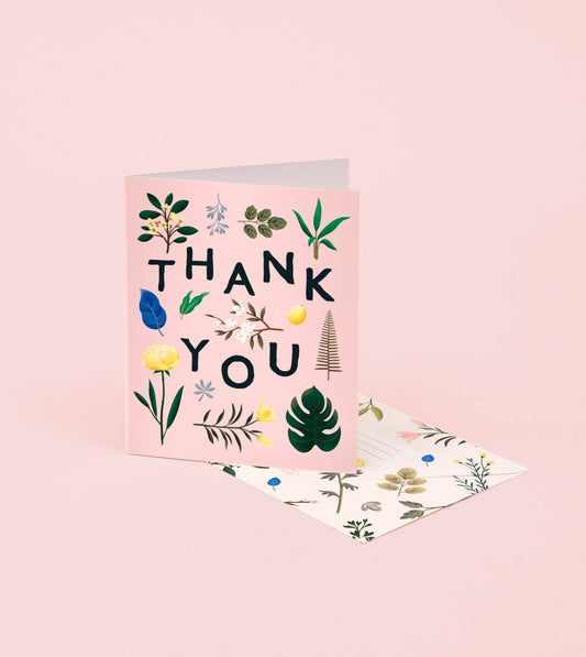 Assorted Botanical Thank You Card - Pink - GT11 - Clap Clap