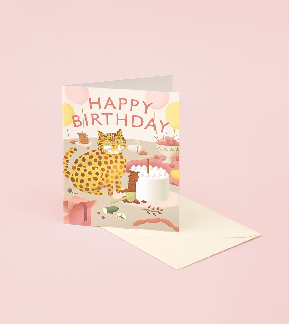 Cat and Birthday Cake Card - GB29 - Clap Clap