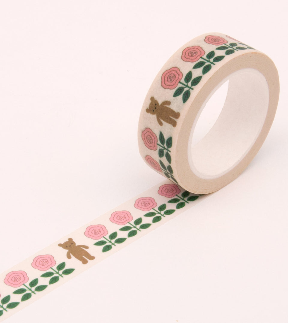 Flower and Bear Washi Tape - Cream - MT07-C - Clap Clap
