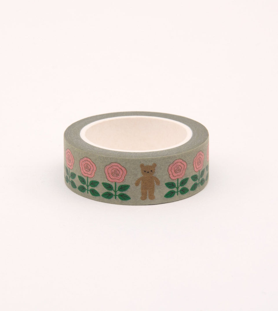 Flower and Bear Washi Tape - Grey - MT08-C - Clap Clap