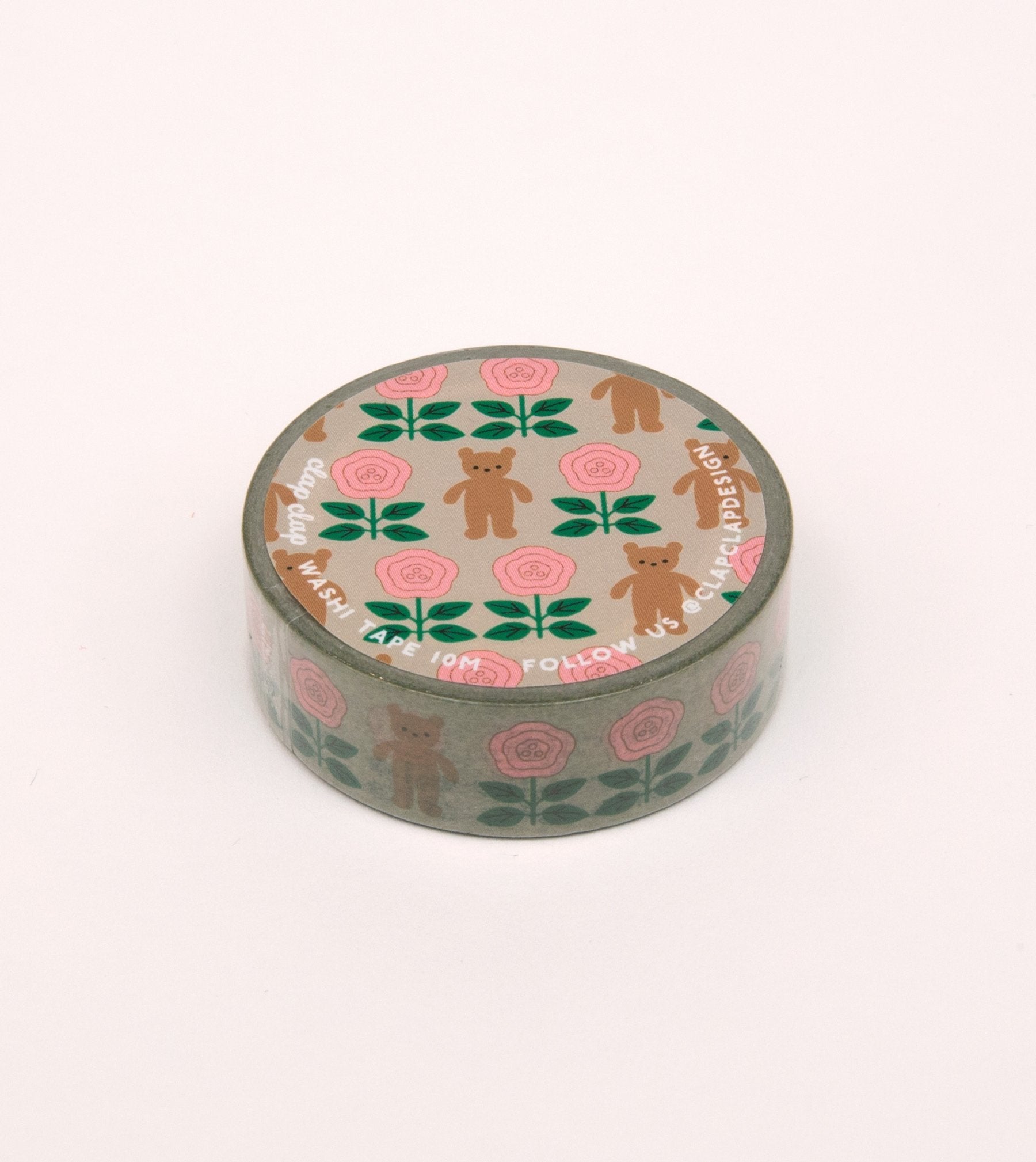 Flower and Bear Washi Tape - Grey - MT08-C - Clap Clap