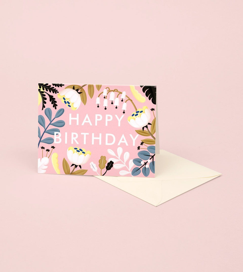 Forest Wildflower Birthday Card - Blush - GB16 - Clap Clap