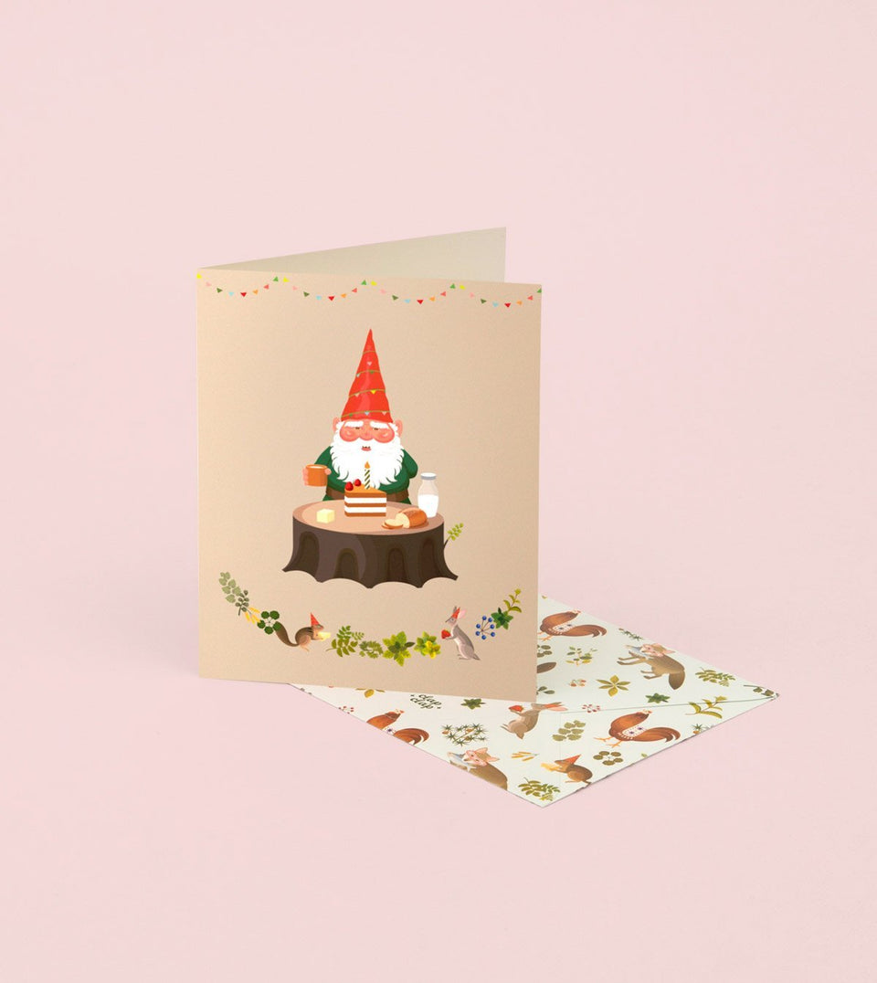 Gnome Birthday Card - Beige - GB02 - Clap Clap