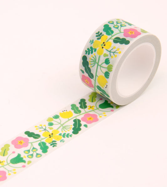 Green Floral Pattern Washi Tape - 25mm - MTL03-C - Clap Clap