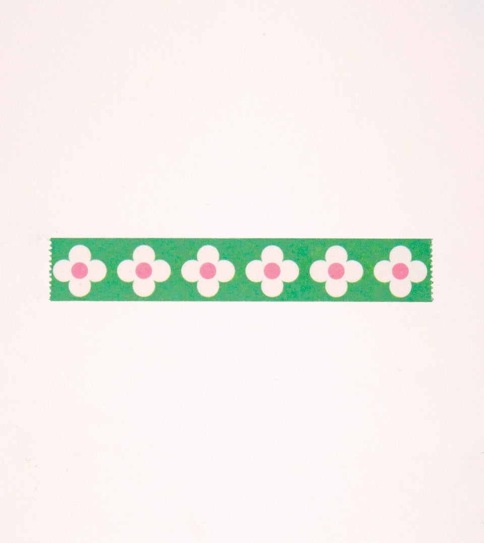 Green Retro Floral Washi Tape - 15mm - MT17-C - Clap Clap