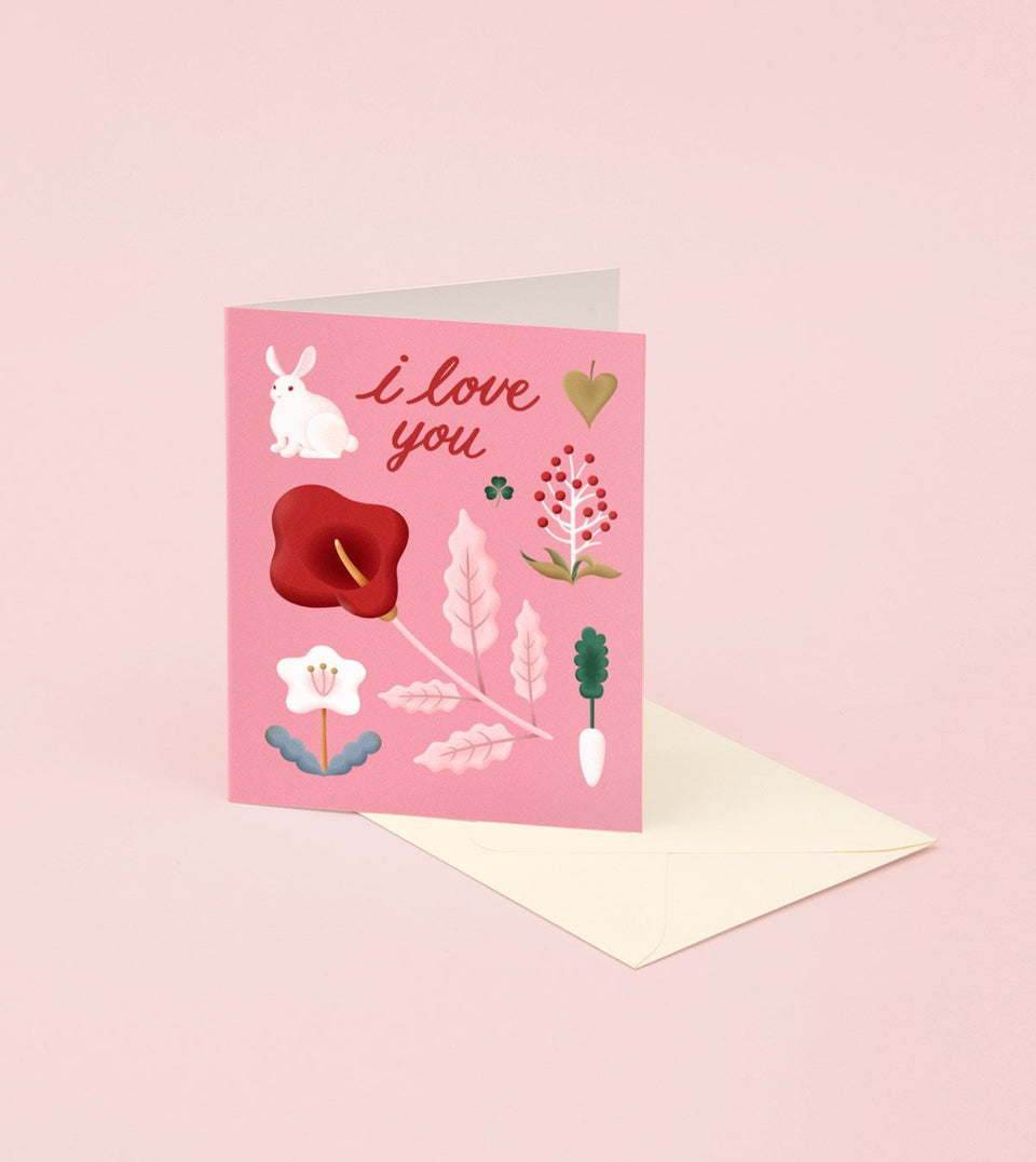 Bunny I Love You Card - Pink - GM34 - Clap Clap