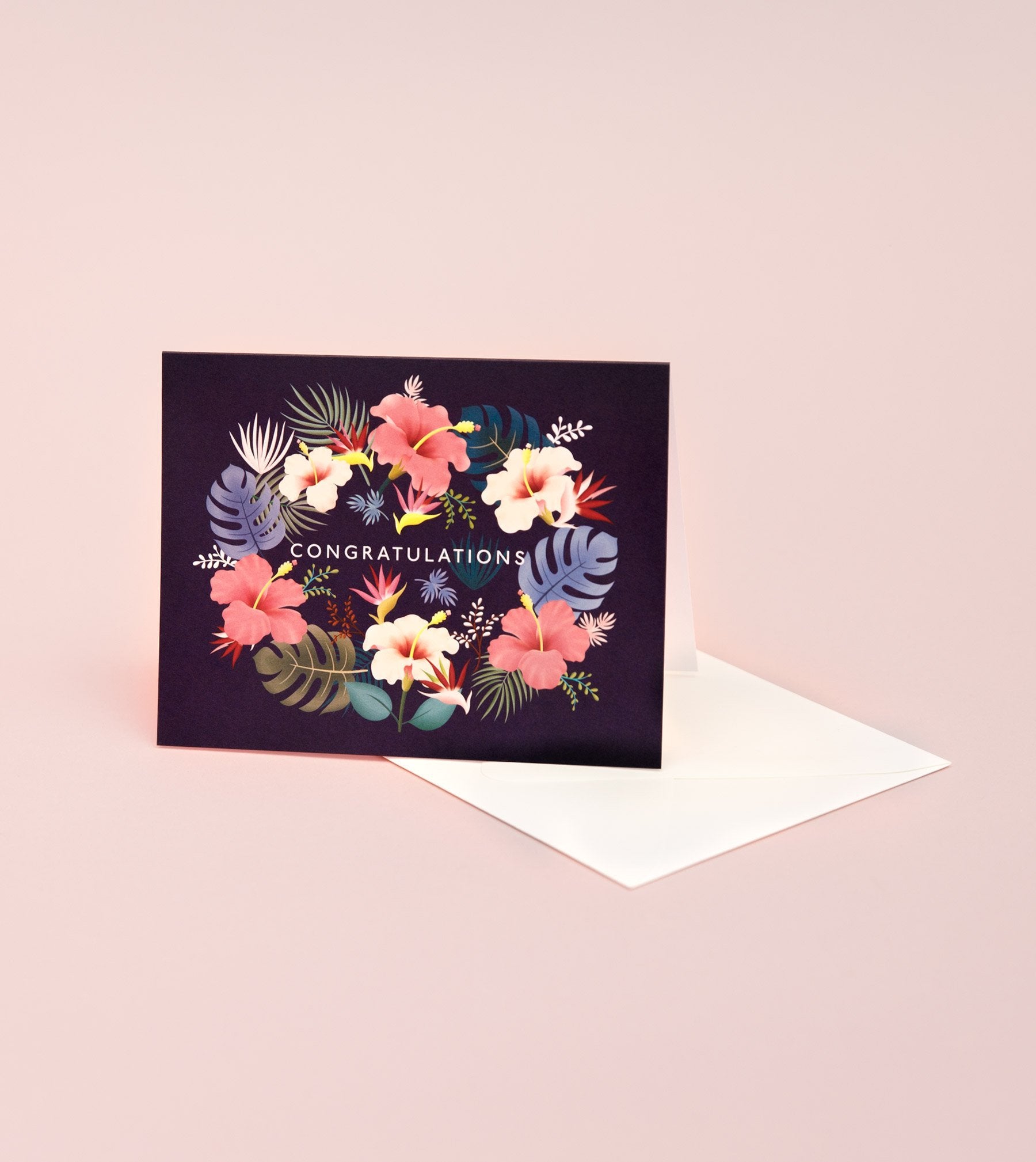 Hawaiian Lei Congratulations Card - Navy - GC11 - Clap Clap