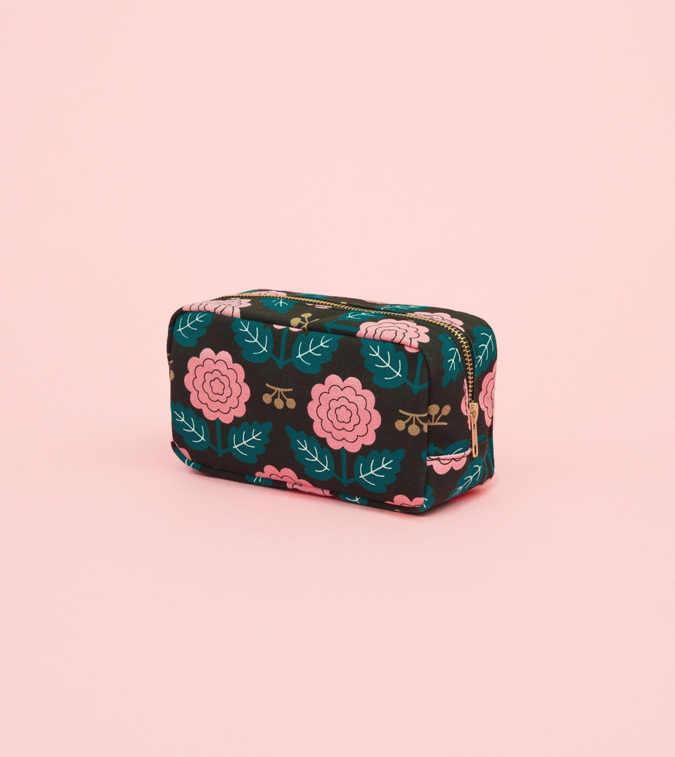 Black and Pink Floral Cotton Dopp Kit - FB01M-C - Clap Clap