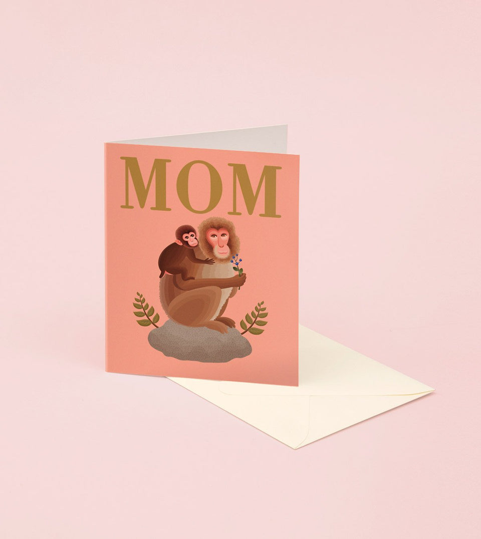 Mom and Baby Monkey Mother's Day Card - Pink - GM08 - Clap Clap
