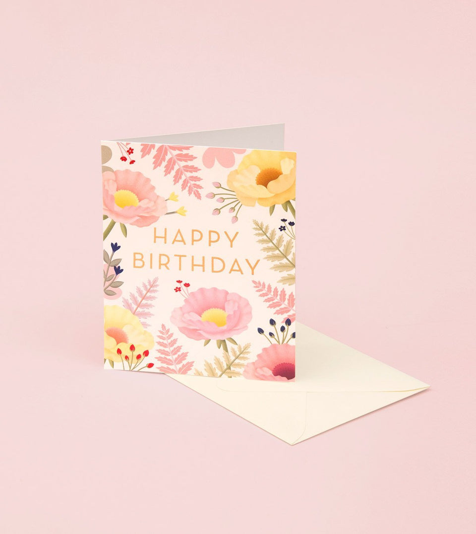 Oriental Poppy Pastel Birthday Card - GB20 - Clap Clap