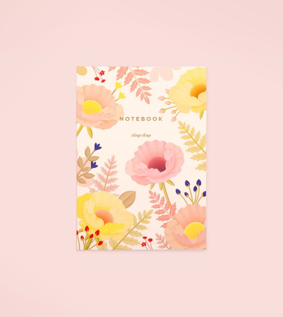 Pastel Poppy Notebook - Cream - N14 - Clap Clap
