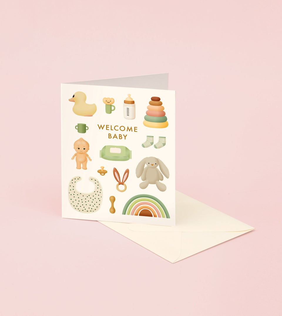 Pastel Toys Welcome Baby Card - GM41 - Clap Clap