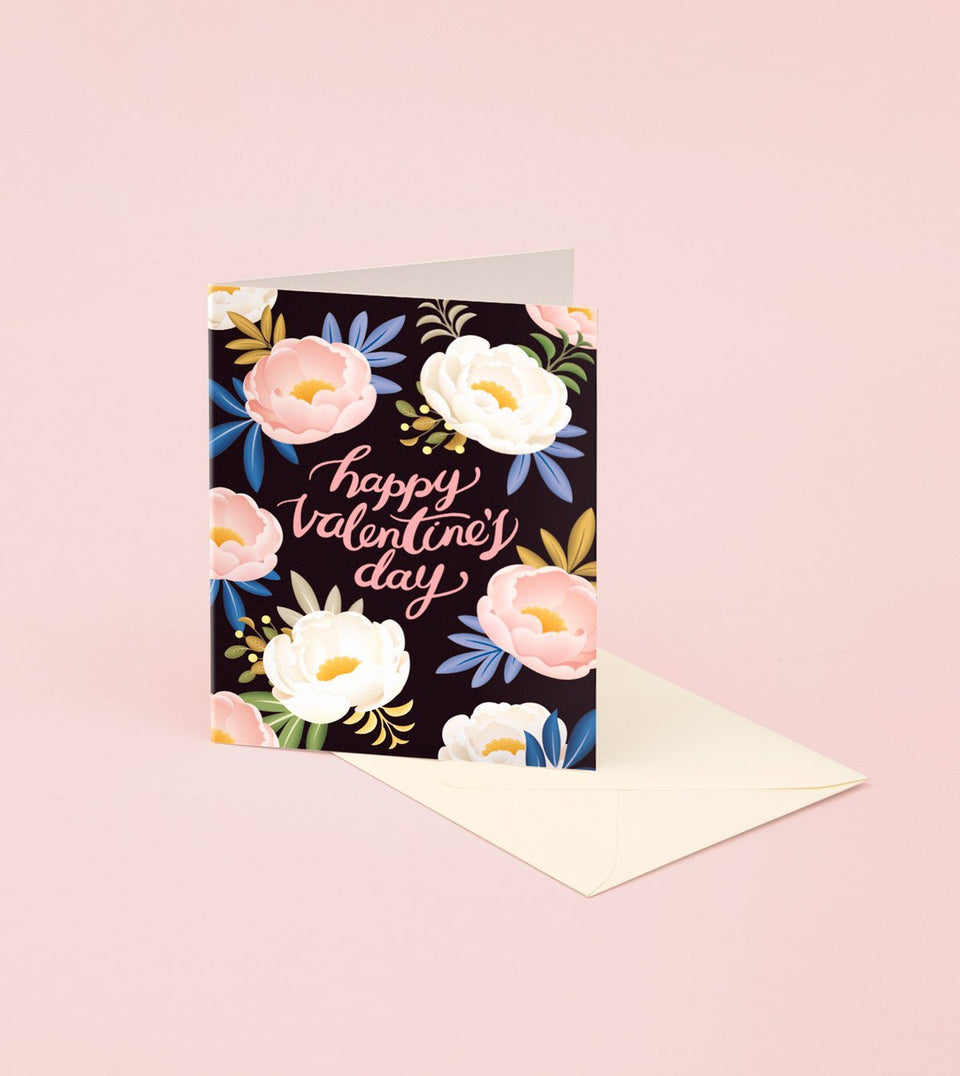 White and Pink Peony Valentine's Day Card - GM23 - Clap Clap