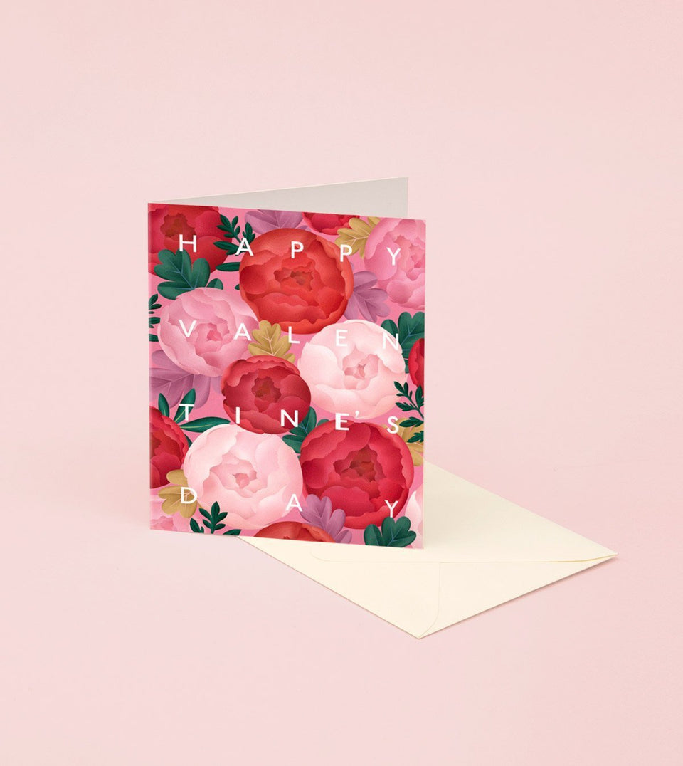 Red and Pink Peony Valentine's Day Card - GM33 - Clap Clap