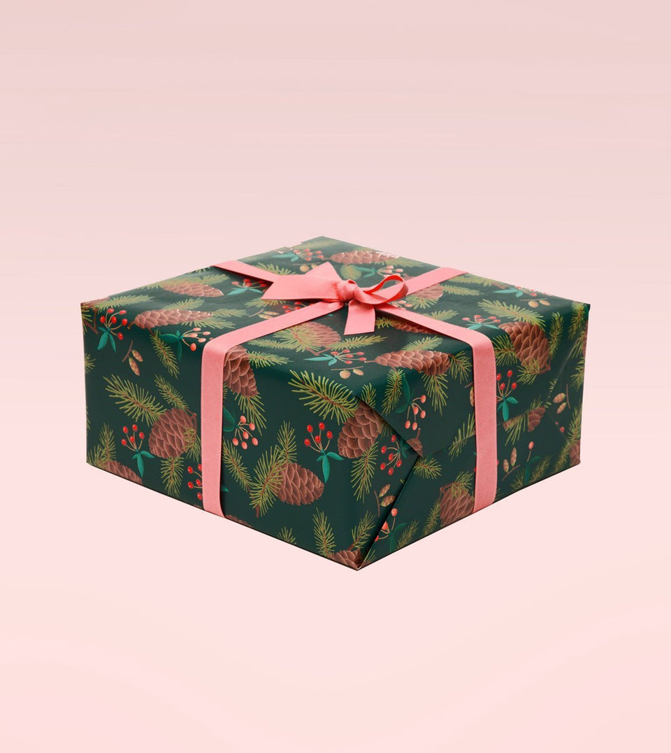 Holiday Pine Cone Wrapping Paper - Green - WR10 - Clap Clap