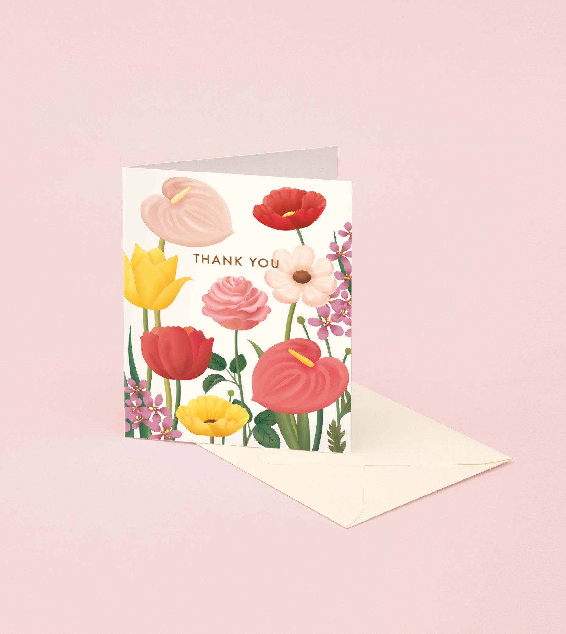 Pink Floral Garden Thank You Card - GT24 - Clap Clap
