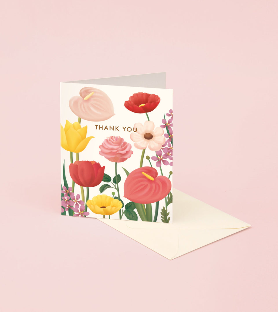 Pink Floral Garden Thank You Card - GT24 - Clap Clap