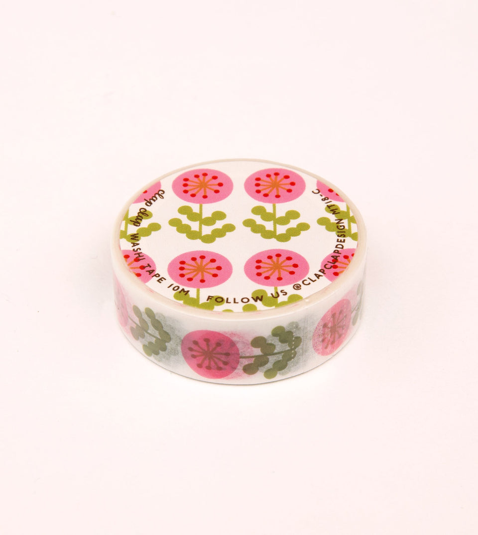 Pink Floral Washi Tape - 15mm