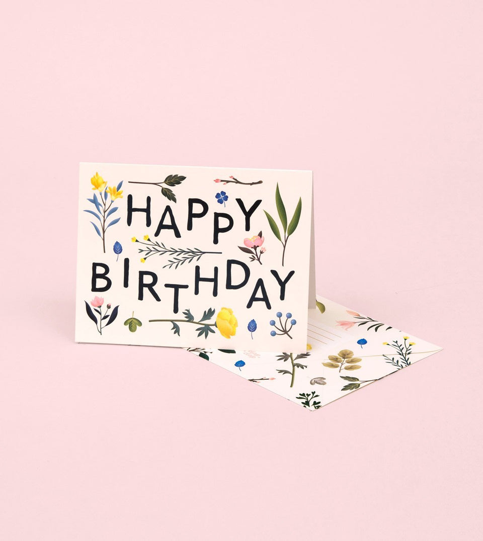 Botanical Flower Birthday Card - Ivory - GB11 - Clap Clap