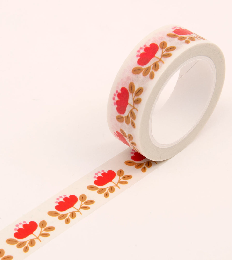 Red Floral Washi Tape - MT03-C - Clap Clap
